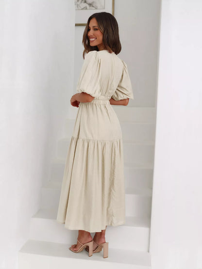 Hazel Blues® |  Tiered Puff Sleeve Midi Dress