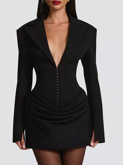 Hazel Blues® | Blazer-Style Long Sleeve Mini Dress