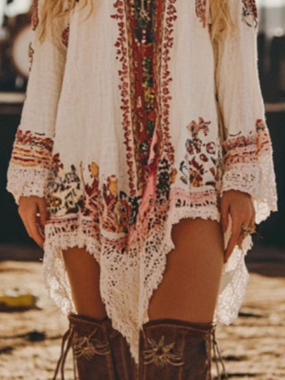 Hazel Blues® |  Lace Trim Long Sleeve Mini Dress