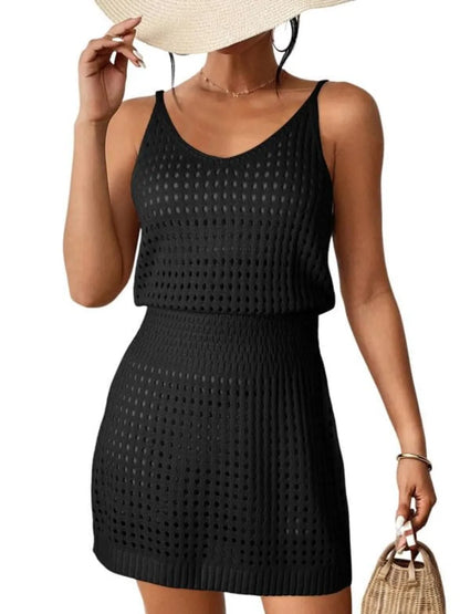Hazel Blues® |  Openwork V-Neck Sleeveless Cover Up Dress