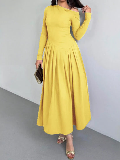 Hazel Blues® |  Ruched One Shoulder Long Sleeve Dress