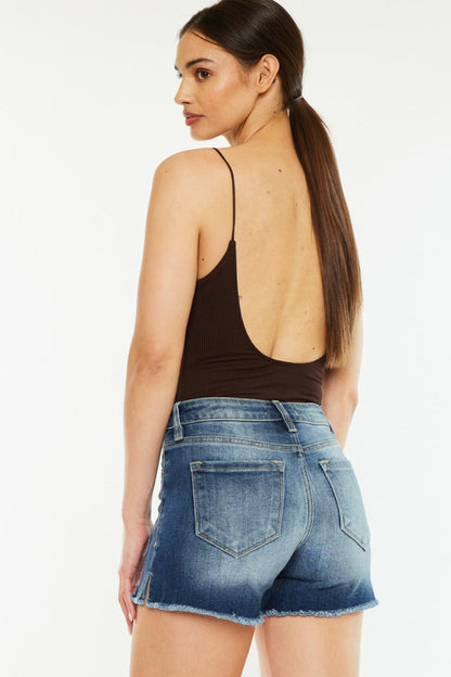 Hazel Blues® |  Kancan High Waist Raw Hem Denim Shorts
