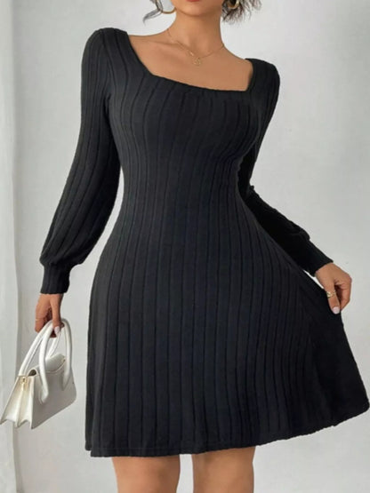 Hazel Blues® |  Butterfly Back Ribbed Square Neck Dress