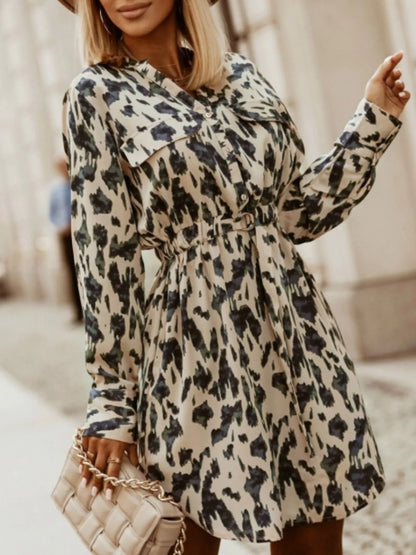 Hazel Blues® |  Printed Button Front Long Sleeve Dress