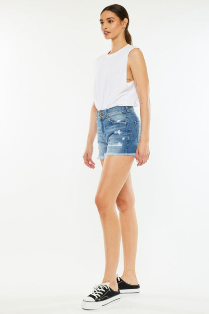 Hazel Blues® |  Kancan High Rise Raw Hem Denim Shorts
