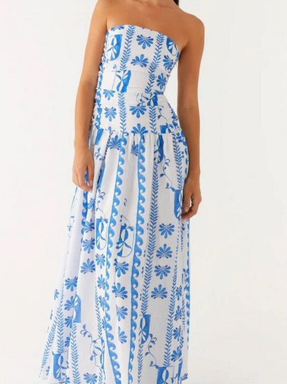 Hazel Blues® |  Strapless Ruched Maxi Dress