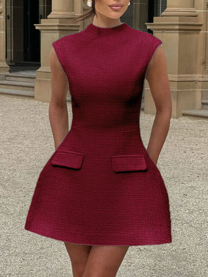 Hazel Blues® |  Cutout Back Round Neck Cap Sleeve Mini Dress
