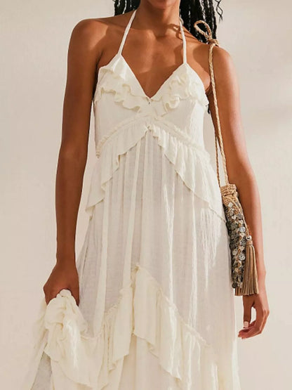 Hazel Blues® |  Ruffled Halter Neck Maxi Dress