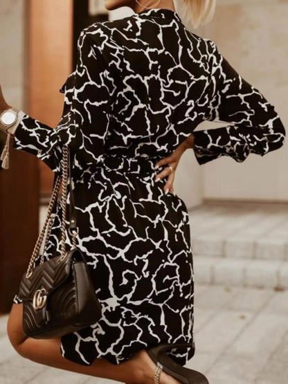 Hazel Blues® |  Printed Button Front Long Sleeve Dress