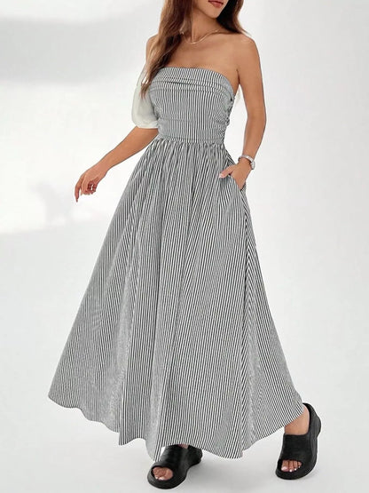 Hazel Blues® |  Striped Strapless Casual Maxi Dress