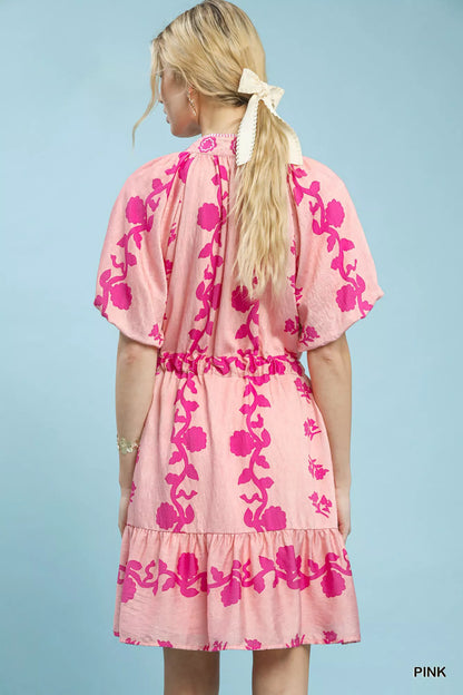 Hazel Blues® |  Umgee Floral Tie-Waist Boho Mini Dress