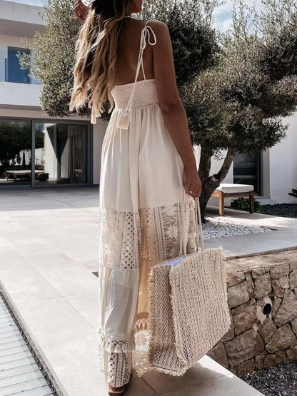 Hazel Blues® | Bohemian Crochet Trimmed Cami Dress with Tassel Trim