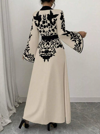 Hazel Blues® |  Printed Tie Waist Maxi Dress