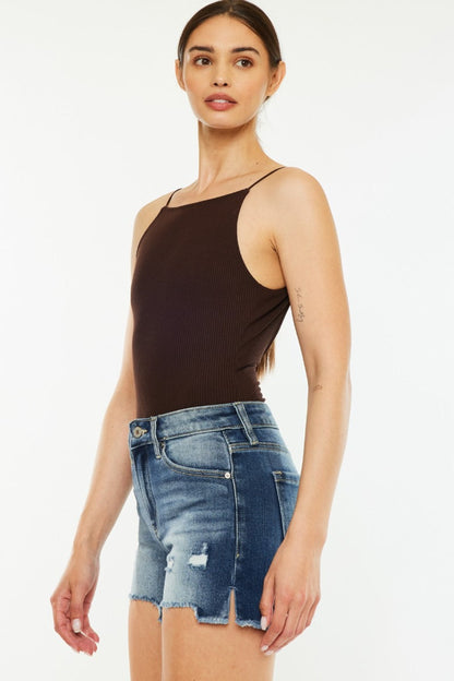 Hazel Blues® |  Kancan High Waist Raw Hem Denim Shorts