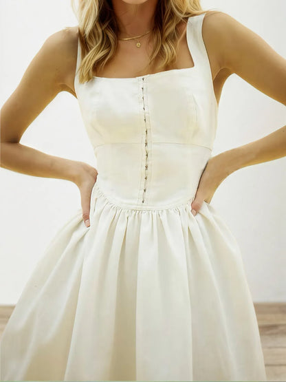 Hazel Blues® |  Square Neck Wide Strap Mini Dress