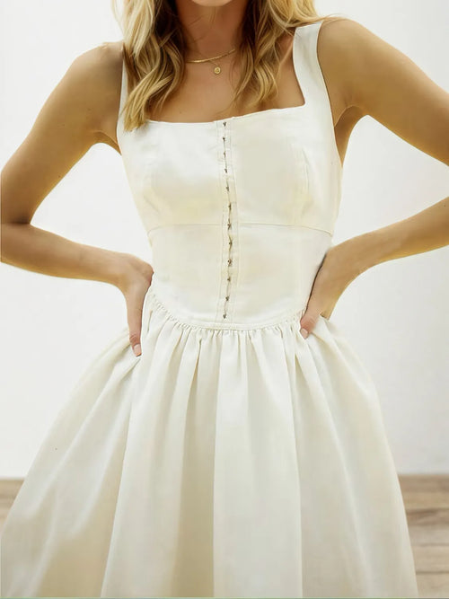 Hazel Blues® |  Square Neck Wide Strap Mini Dress