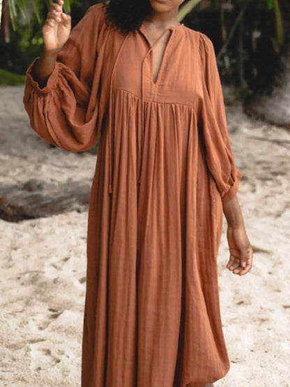 Hazel Blues® |  Tie Neck 3/4 Sleeve Midi Dress