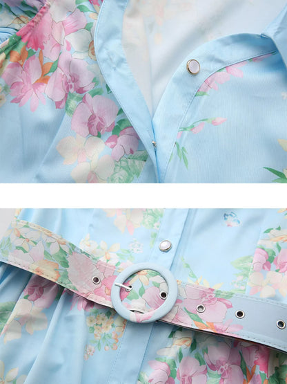 Hazel Blues® |  Floral Print Ruffle Sleeve Midi Dress