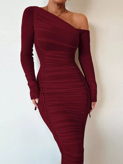 Hazel Blues® |  One-Shoulder Ruched Bodycon Midi Dress