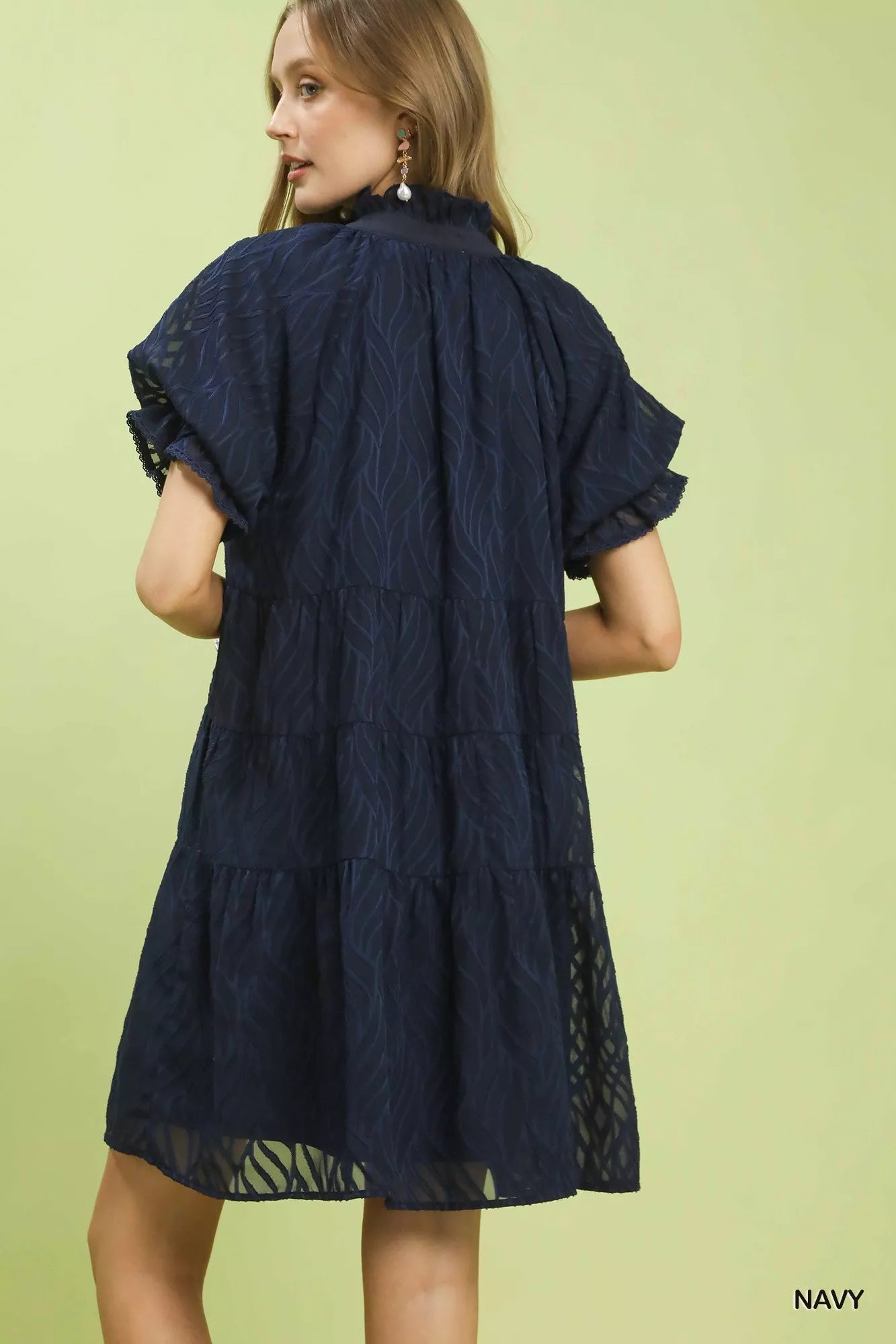 Hazel Blues® |  Umgee Textured Tiered Ruffle Collar Mini Dress
