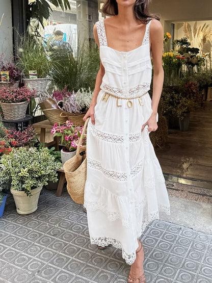 Hazel Blues® |  Lace Detail Wide Strap Dress