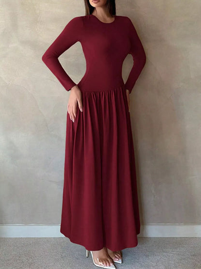 Hazel Blues® |  Long Sleeve Ruched A-Line Maxi Dress
