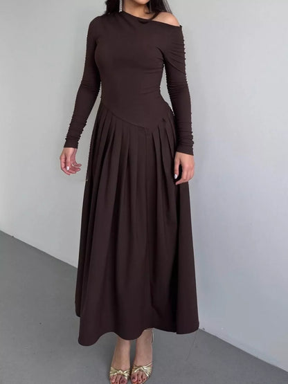 Hazel Blues® |  Ruched One Shoulder Long Sleeve Dress