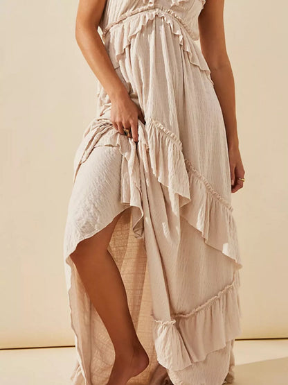Hazel Blues® |  Ruffled Halter Neck Maxi Dress