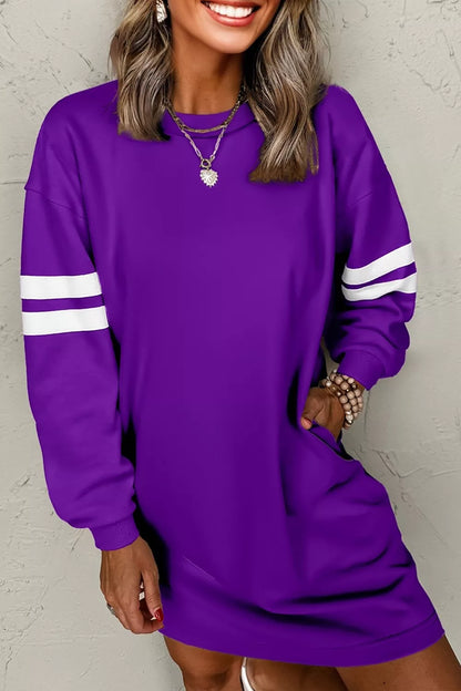 Hazel Blues® |  Stripe Long Sleeve Casual Sweatshirt Dress