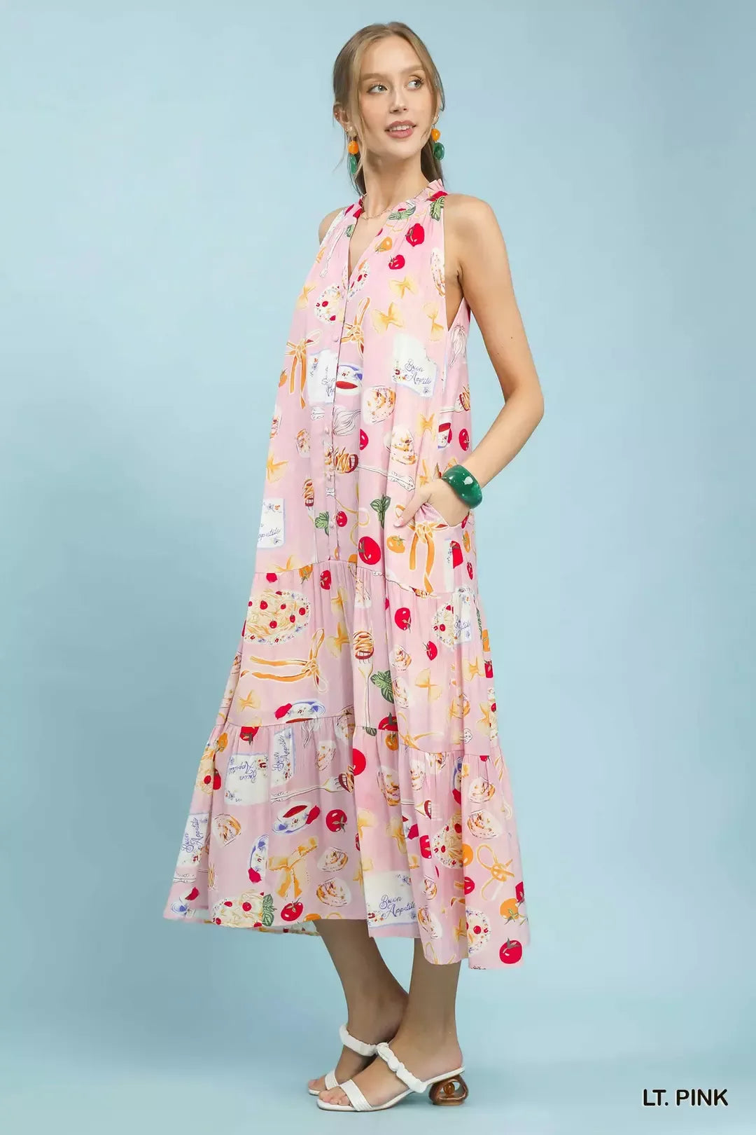 Hazel Blues® |  Umgee Abstract Print Tiered Halter Midi Dress