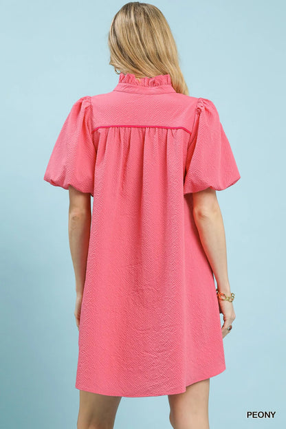 Hazel Blues® |  Umgee Seersucker Puff Sleeve Dress