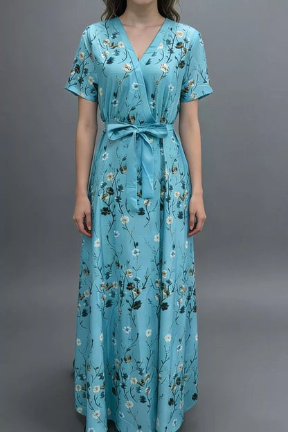 Hazel Blues® |  Floral Print Wrap Maxi Dress