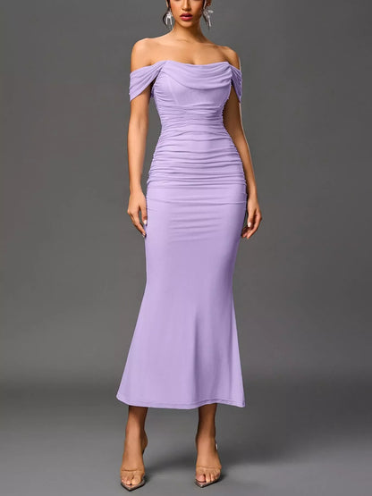 Hazel Blues® |  Off-Shoulder Ruched Mermaid Maxi Dress