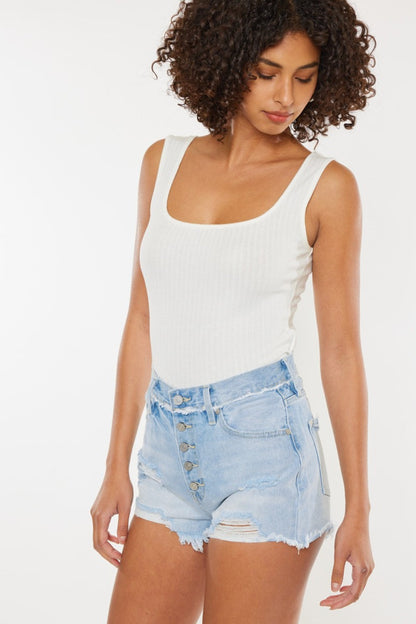 Hazel Blues® |  Kancan Distressed Button Fly Denim Shorts