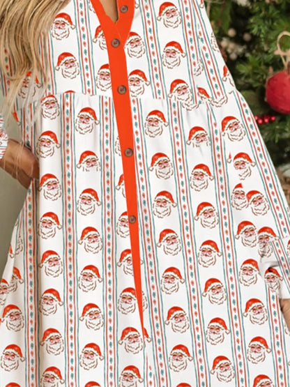 Hazel Blues® |  Christmas Santa Print Button Front Mini Dress