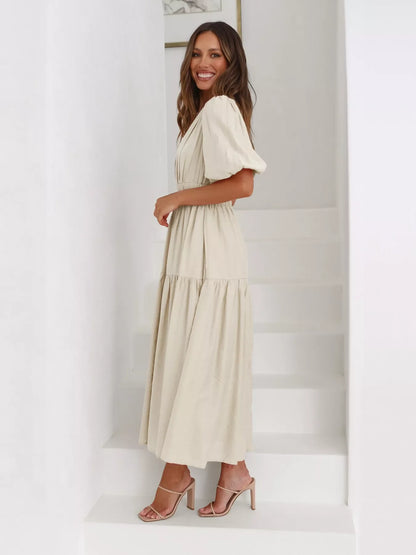 Hazel Blues® |  Tiered Puff Sleeve Midi Dress