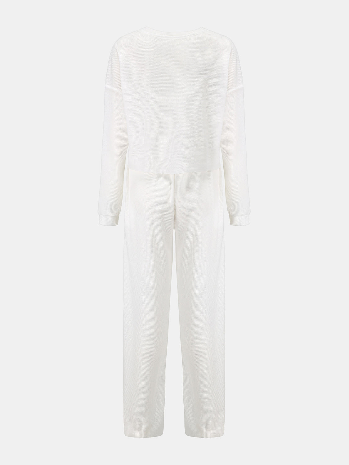 Hazel Blues® |  Waffle-Knit Round Neck Top and Pants Set