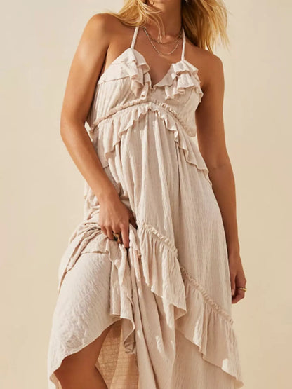 Hazel Blues® |  Ruffled Halter Neck Maxi Dress