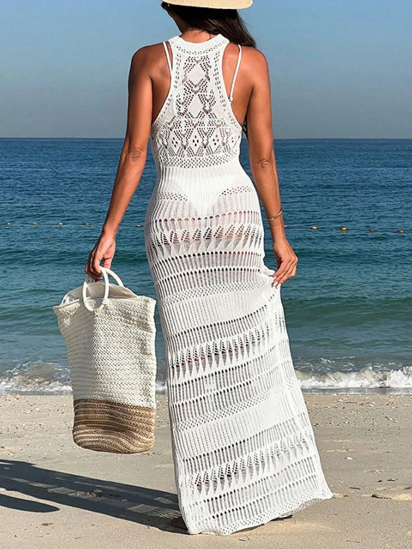 Hazel Blues® |  Crochet Sleeveless Split Cover-Up Maxi Dress