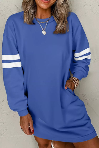 Hazel Blues® |  Stripe Long Sleeve Casual Sweatshirt Dress