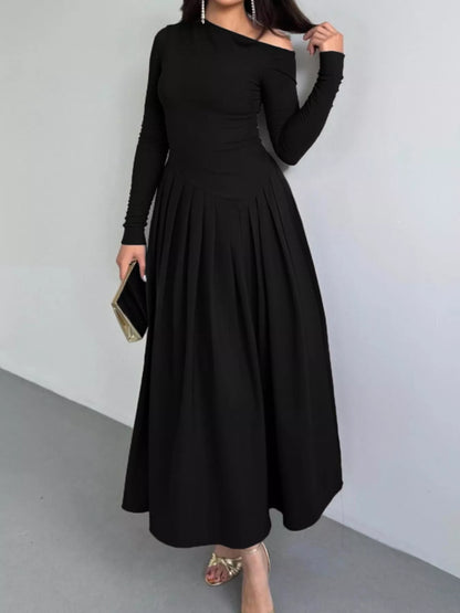 Hazel Blues® |  Ruched One Shoulder Long Sleeve Dress