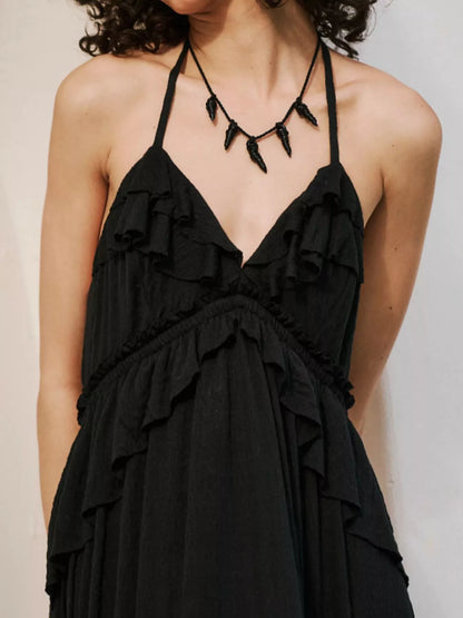 Hazel Blues® |  Ruffled Halter Neck Maxi Dress
