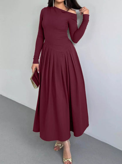 Hazel Blues® |  Ruched One Shoulder Long Sleeve Dress