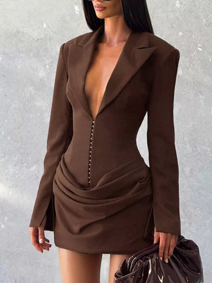 Hazel Blues® | Blazer-Style Long Sleeve Mini Dress