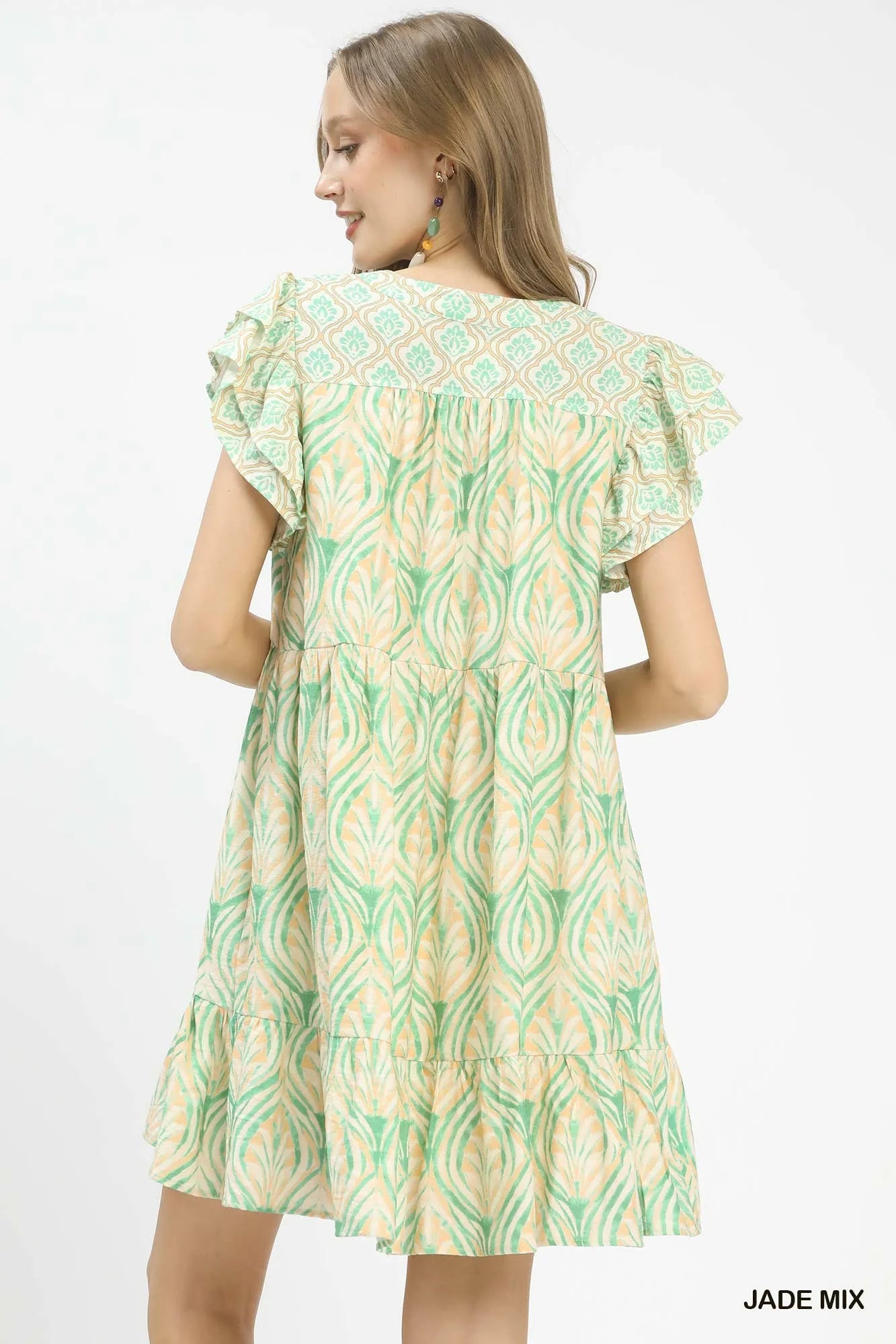 Hazel Blues® |  Umgee Mix Printed Flutter Sleeve Dress