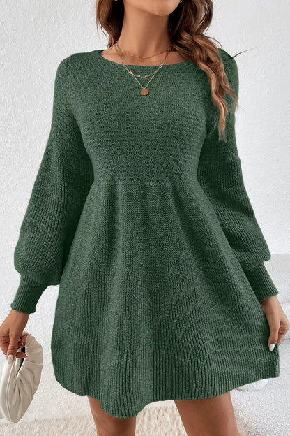 Hazel Blues® |  Round Neck Long Sleeve Mini Dress