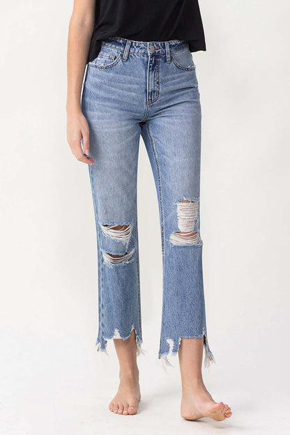 Hazel Blues® |  Lovervet High Rise Distressed Straight Jeans