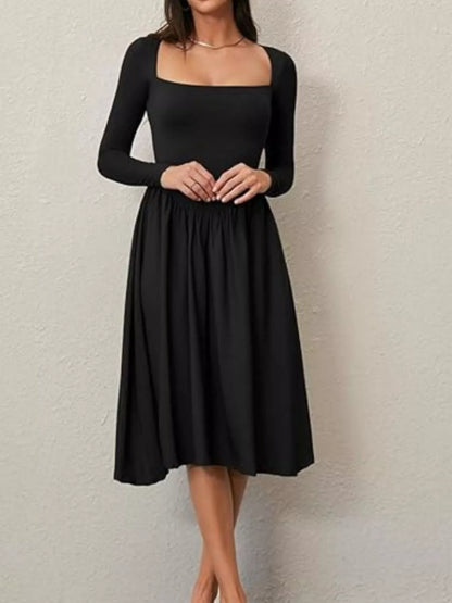 Hazel Blues® |  Square Neck Long Sleeve Midi Dress