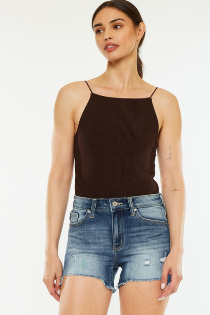 Hazel Blues® |  Kancan High Waist Raw Hem Denim Shorts