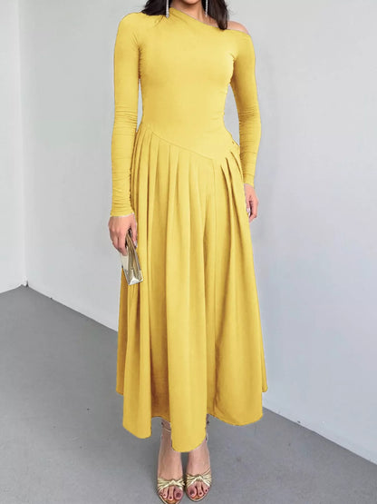 Hazel Blues® |  Ruched One Shoulder Long Sleeve Dress